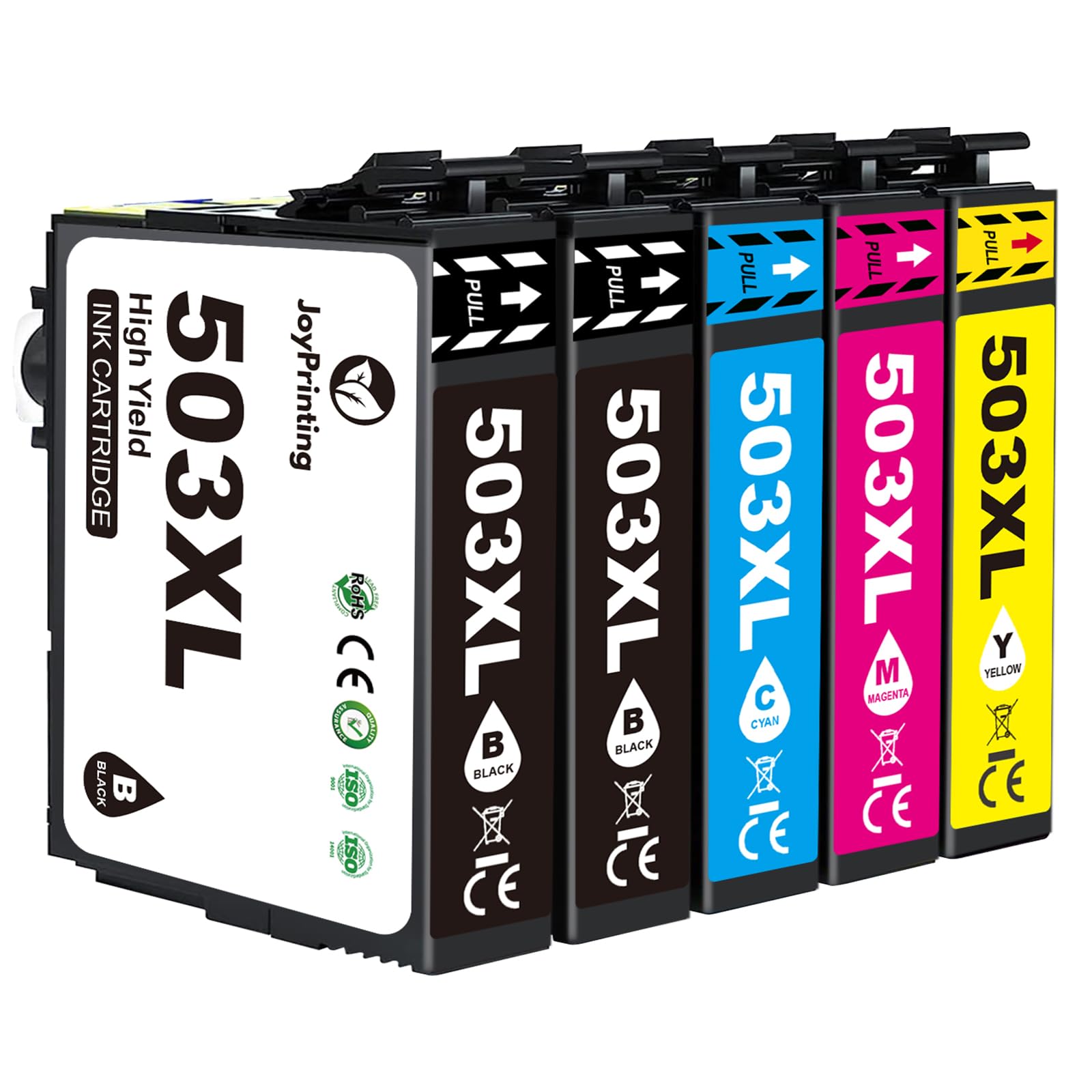 JoyPrinting 503XL Ink Cartridges 5 Pack Replacement for Epson 503 XL Ink Cartridges Multipack for Epson XP-5200 XP-5205 WF-2960DWF WF-2965DWF Printers (2 Black 1 Yellow, 1 Cyan, 1 Magenta 5-Pack)