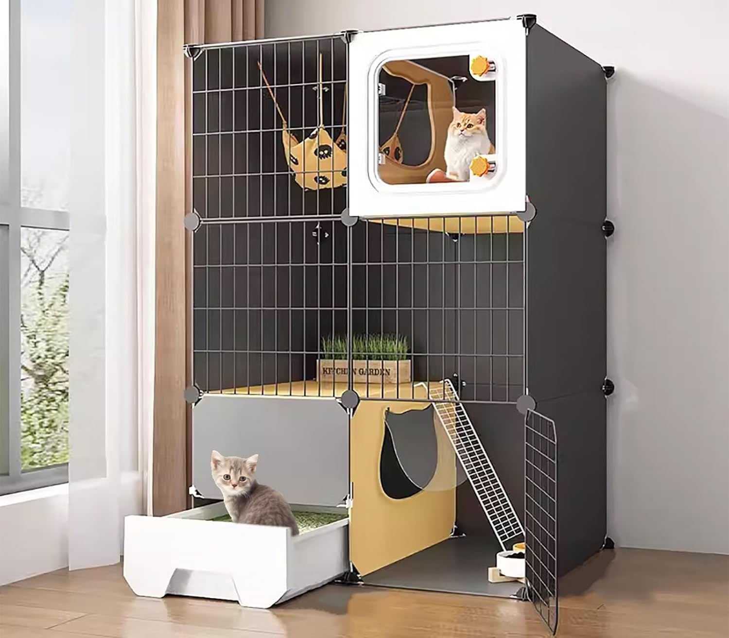 Versatile DIY Cat Cage & Playpen - Durable Indoor/Outdoor Cat House, Spacious Design for Cats, Perfect for Play & Relaxation, Easy Assembly and Maintenance