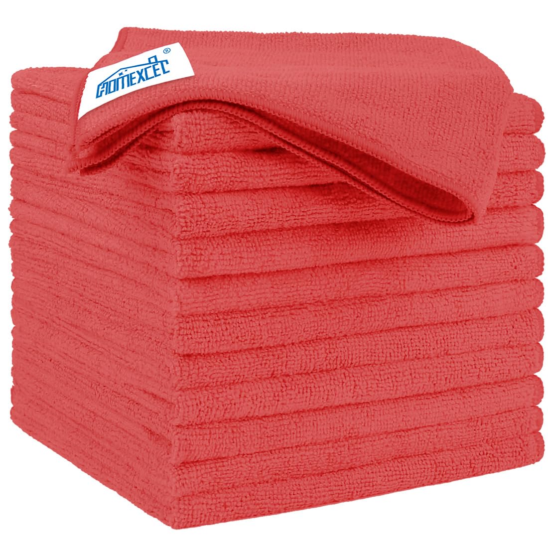 HOMEXCEL Red Microfiber Cleaning Cloth 12 Pack, 12.5 x 12.5 inch Microfiber Towels for Cars, Ultra Absorbent Car Washing Cloth, Lint Free Streak Free Cleaning Rags for Car, Kitchen, and Window Red 12.5 x 12.5 Inch 12