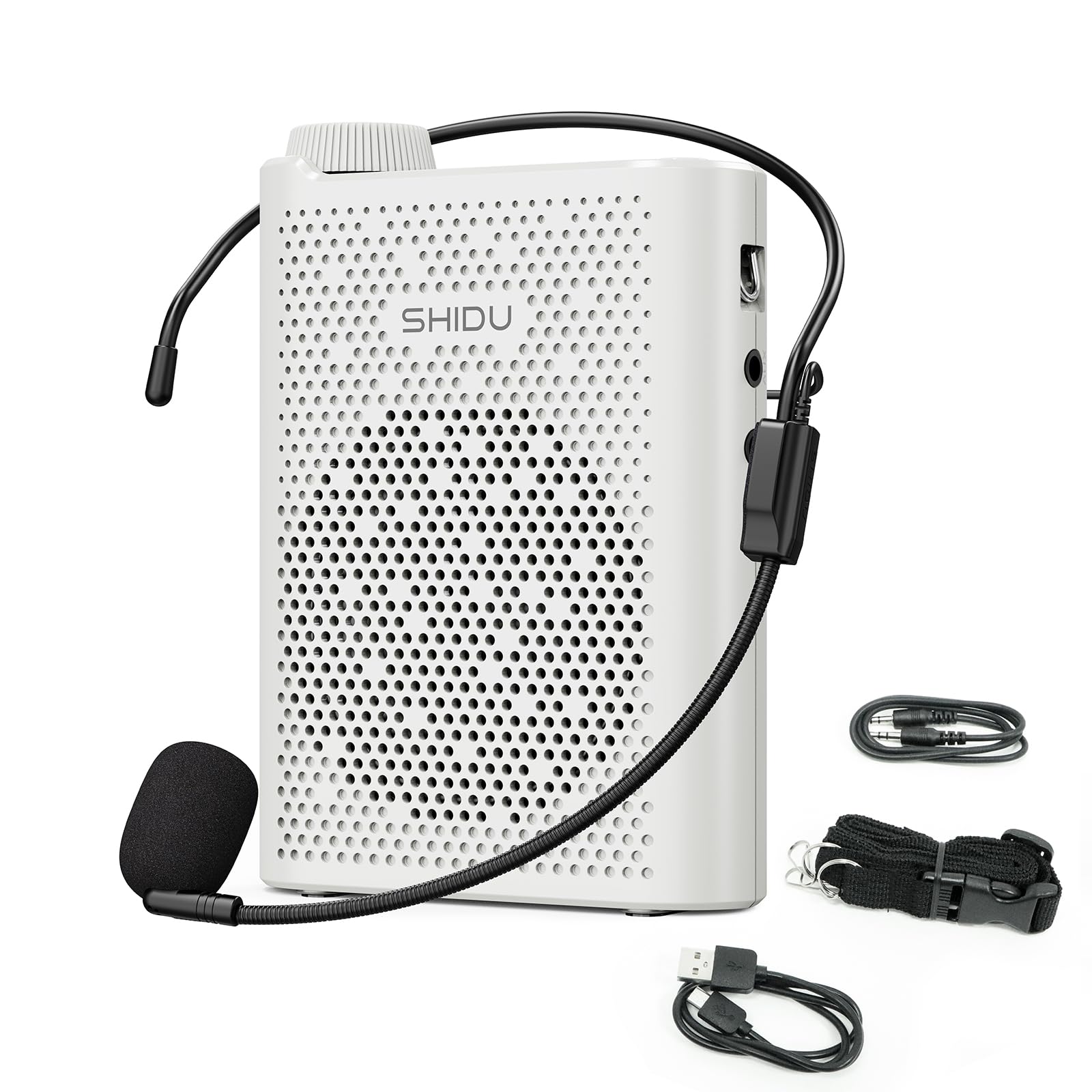 SHIDU Voice Amplifier, Bluetooth Power Voice Amplifier for Teachers Rechargeable Personal Speakers Microphone Headset Support MP3 Format AUX FM for Classroom Tour Guide Training Meeting Speech