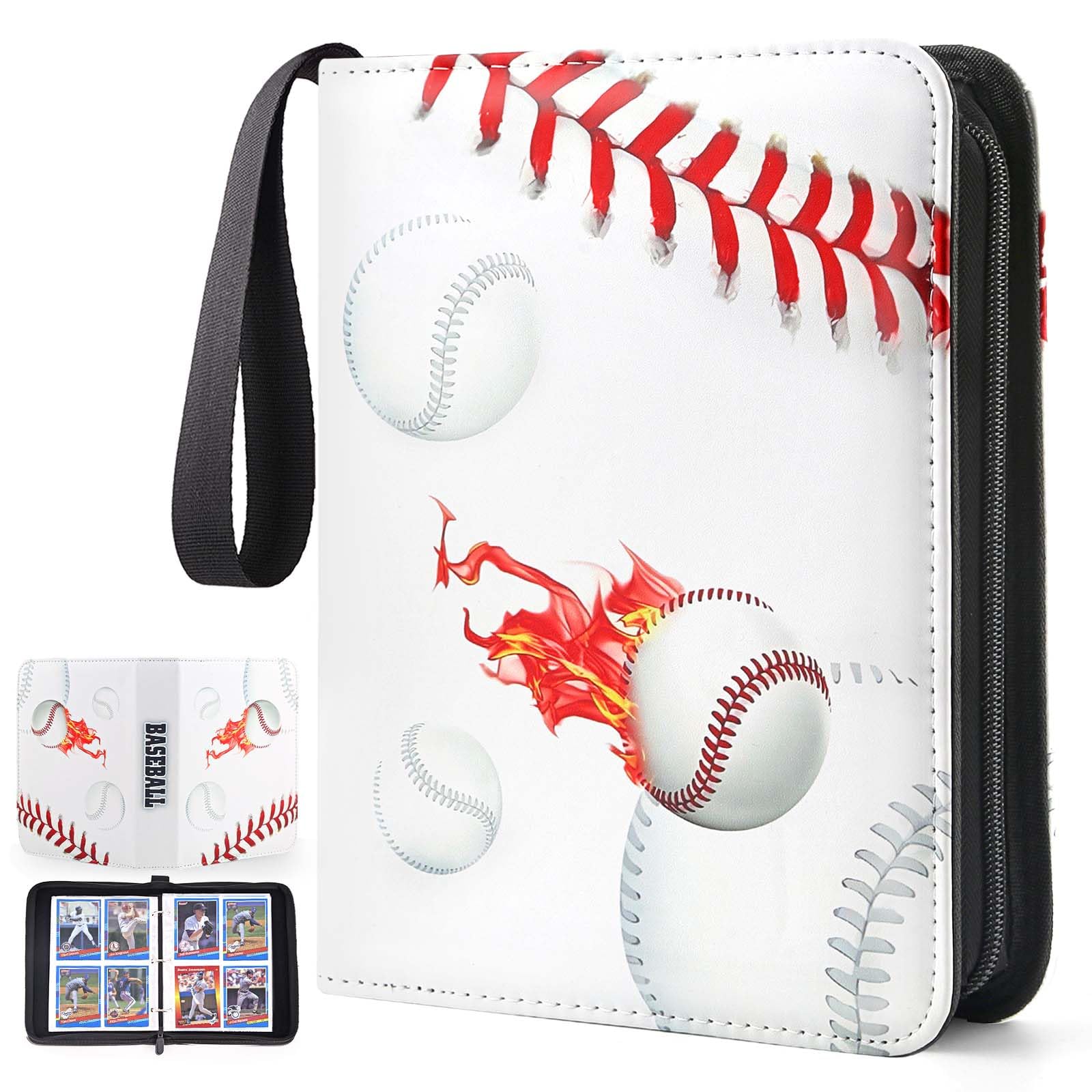 Baseball Card Binder 400 Pockets, Trading Card Album with Sleeves, Baseball Card Holder & 3 Ring Binders Card Folder for Card Collectors, MTG Cards, Basketball Cards, Football Cards, Game Cards