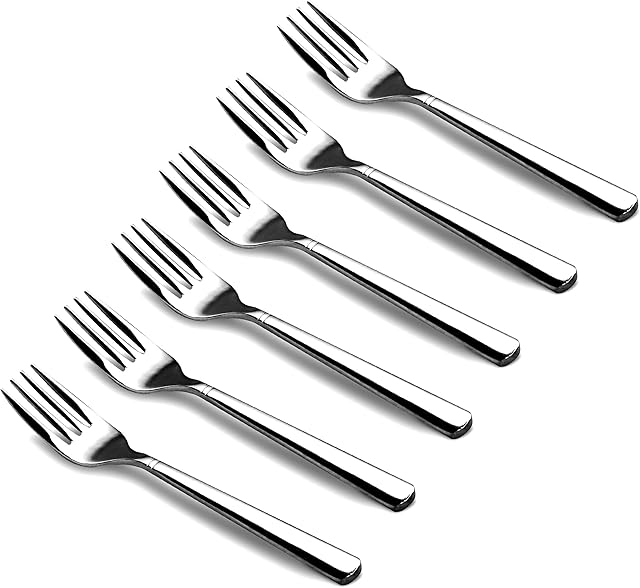 CAMRI Cake Forks - Mini Fork for Dessert , Pastry , Fruit & Salad , Stainless Steel Small Forks Pack of 6 , 5.3 Inch, Cutlery Starter Forks for Home Kitchen & Restaurant ( C37  Set of 6 )