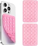 2PCS Silicone Suction Phone Case Mount,Non Slip Double-Sided Suction Cup Phone Mount,Hands-Free Accessories Holder for Selfies and Videos (2 Transparent)