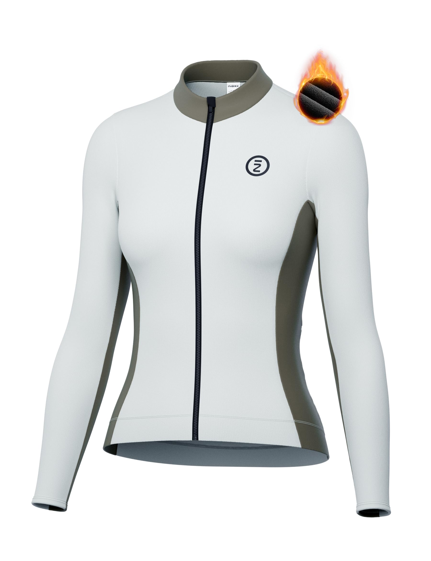 INBIKE Fietsbroek voor dames, winter, racefietsbroek met zitkussen, winddicht, van fleece, thermische tuinbroek met zakken, reflecterend, Groen, M