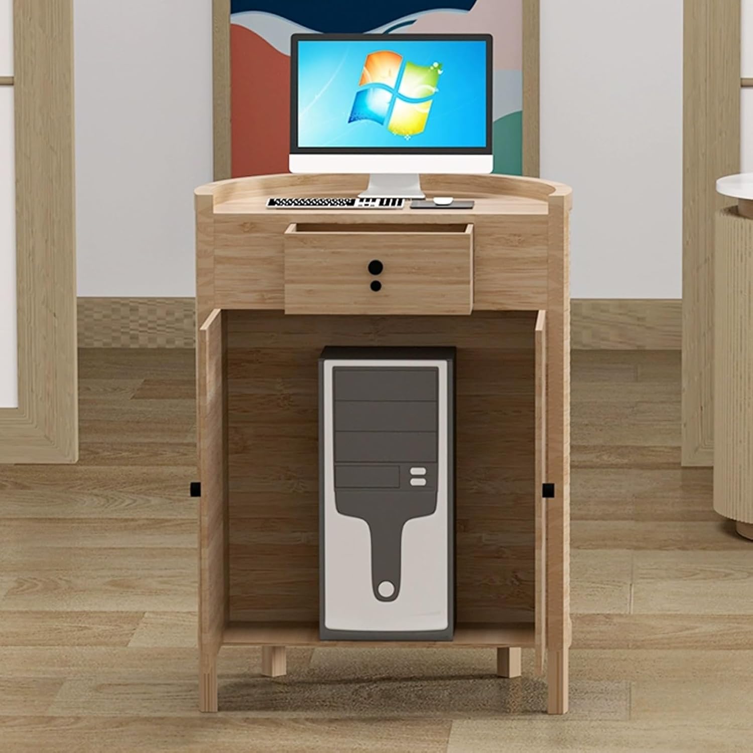 Reception Desk, Retail Checkout Counter with Storage, Front Desk Reception Room Table, No Assembly, Counter Table for Salon Beauty Salon Supermarket(60cm/23.6in)