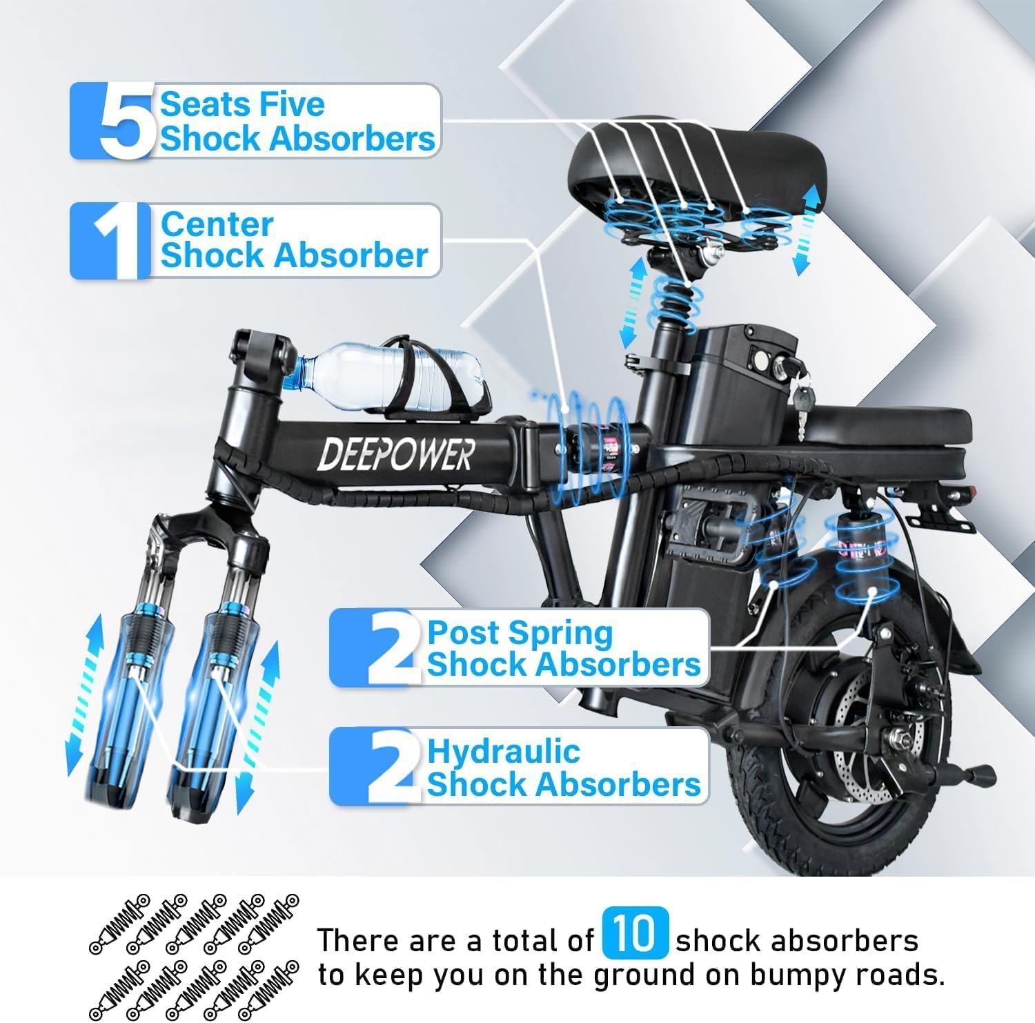 DEEPOWER K100 Mini Electric Bike in folded configuration