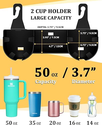 Miniatura 3 de Soporte para portavasos de asiento trasero de automóvil de 3.7 pulgadas con organizador, organizador de respaldo de asiento 4 en 1 de alta capacidad
