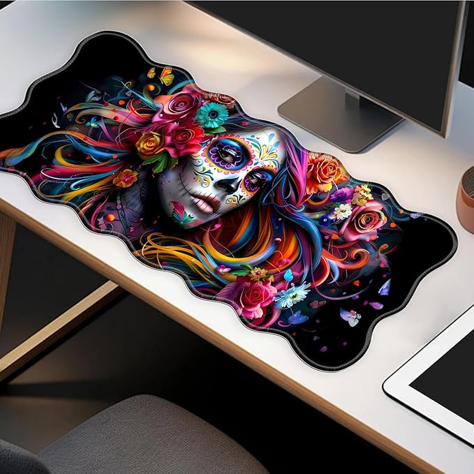 Alfombrilla de ratón ergonómica con diseño Sugar Skull Woman 80x30cm miniatura 7