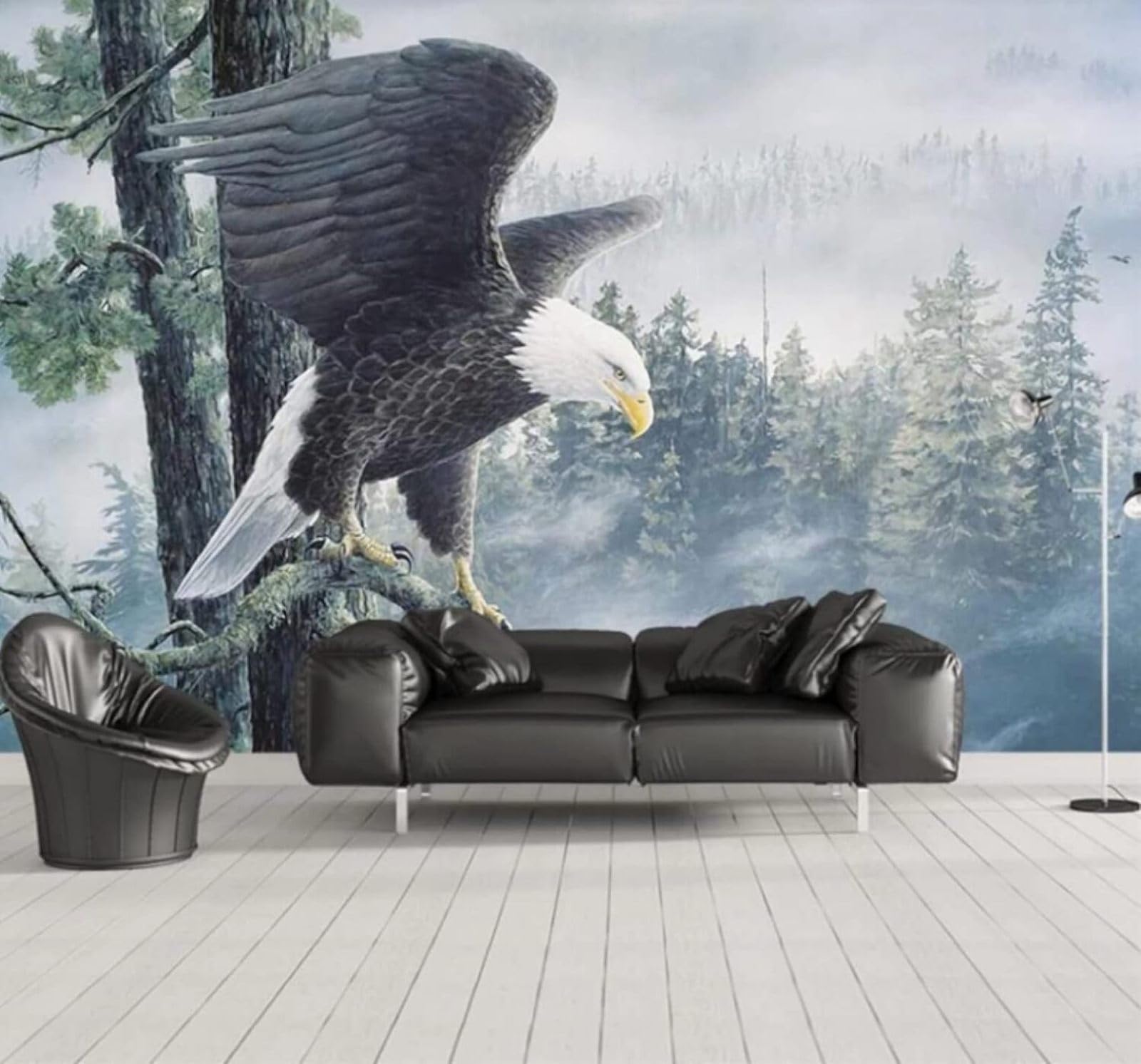 XLMING Three Dimensional Green Forest Eagle Landscape 3D Wallpaper Luxury Home Dining Decor Paste Sofa Living Room The Wall for Bedroom Mural-150cm×105cm