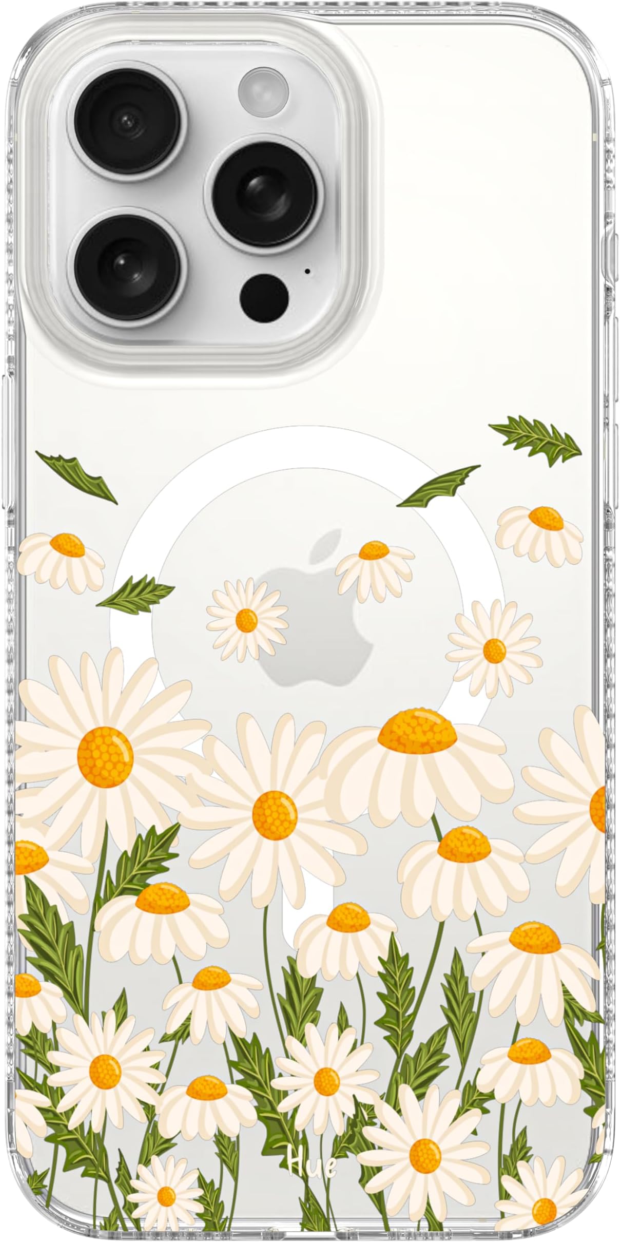LONLIHue - for iPhone 15 Pro Max Case [Compatible with Magsafe] - Daisy Garden Phone Case - [360° Shock-Absorbent Bumper] - Cute, Unique and Aesthetic Phone Cover for Girls and Women