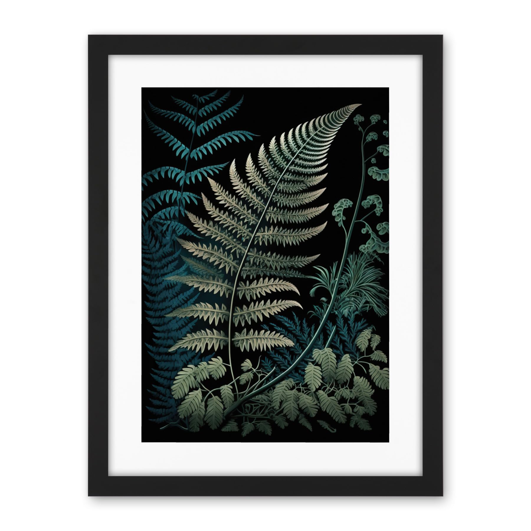 Artery8 Detailed Fern Frond Species Botanical Illustration Artwork Framed Wall Art Print 18X24 Inch