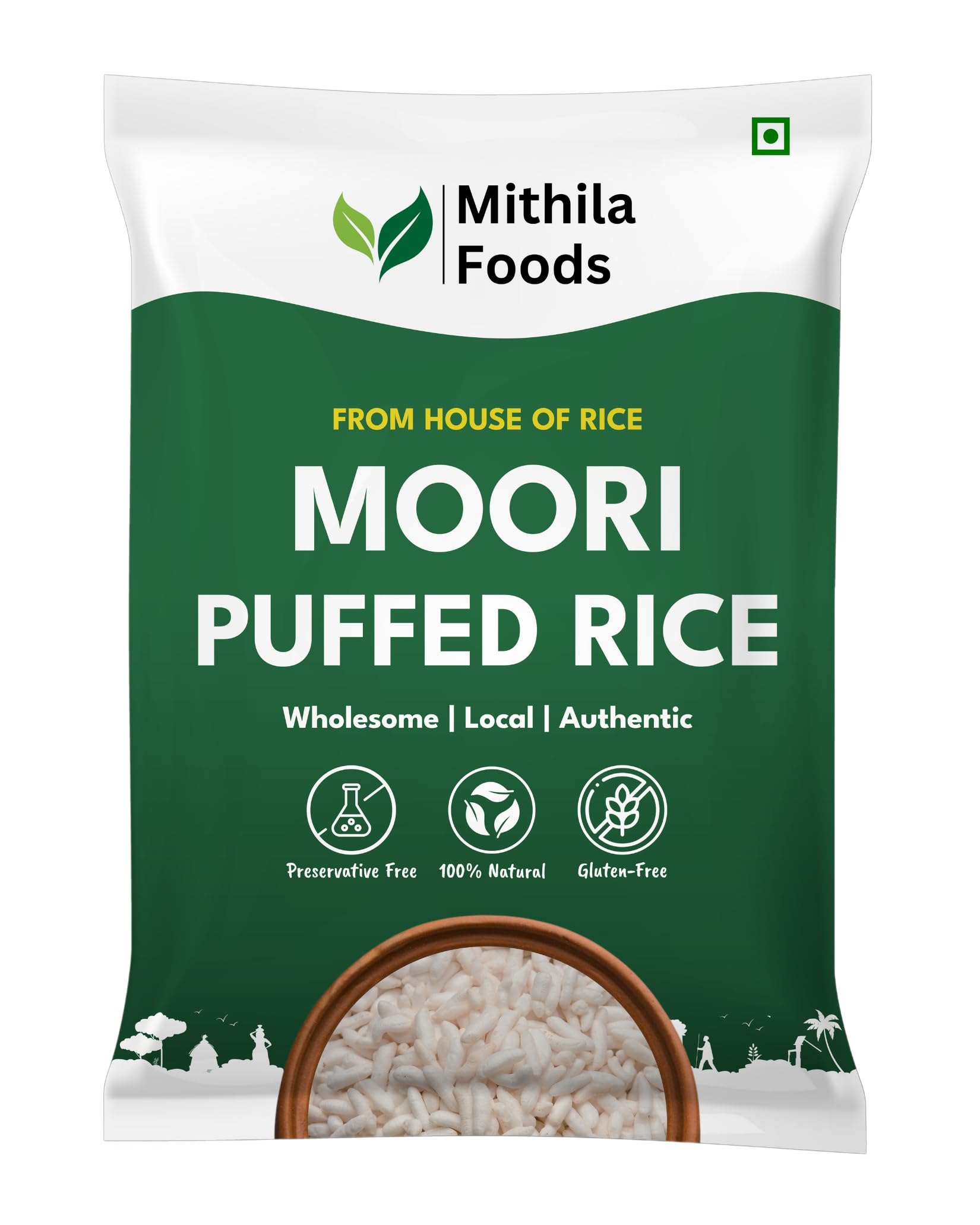 MITHILA FOODS 250g Plain Moori Puffed Rice Murmura | Organic Healthy Crunchy Vegan Gluten-Free | Low Calorie Fibre Rich Light Crunchy SMART Snack | Authentic Traditional Bihari Muri Bhel Snacks