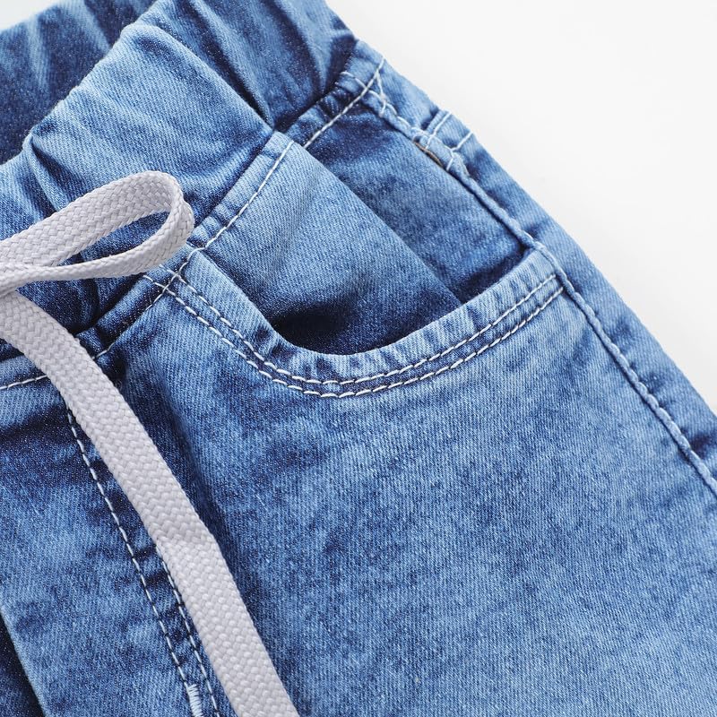 chopper club Boys Denim Shorts, Cotton Half Pants with Drawstrings