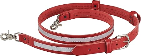 Perfect Fit Shield Wallets Firefighter Leather Radio Strap with Reflective Stripe Chrome Hardware Fireman Red Leather