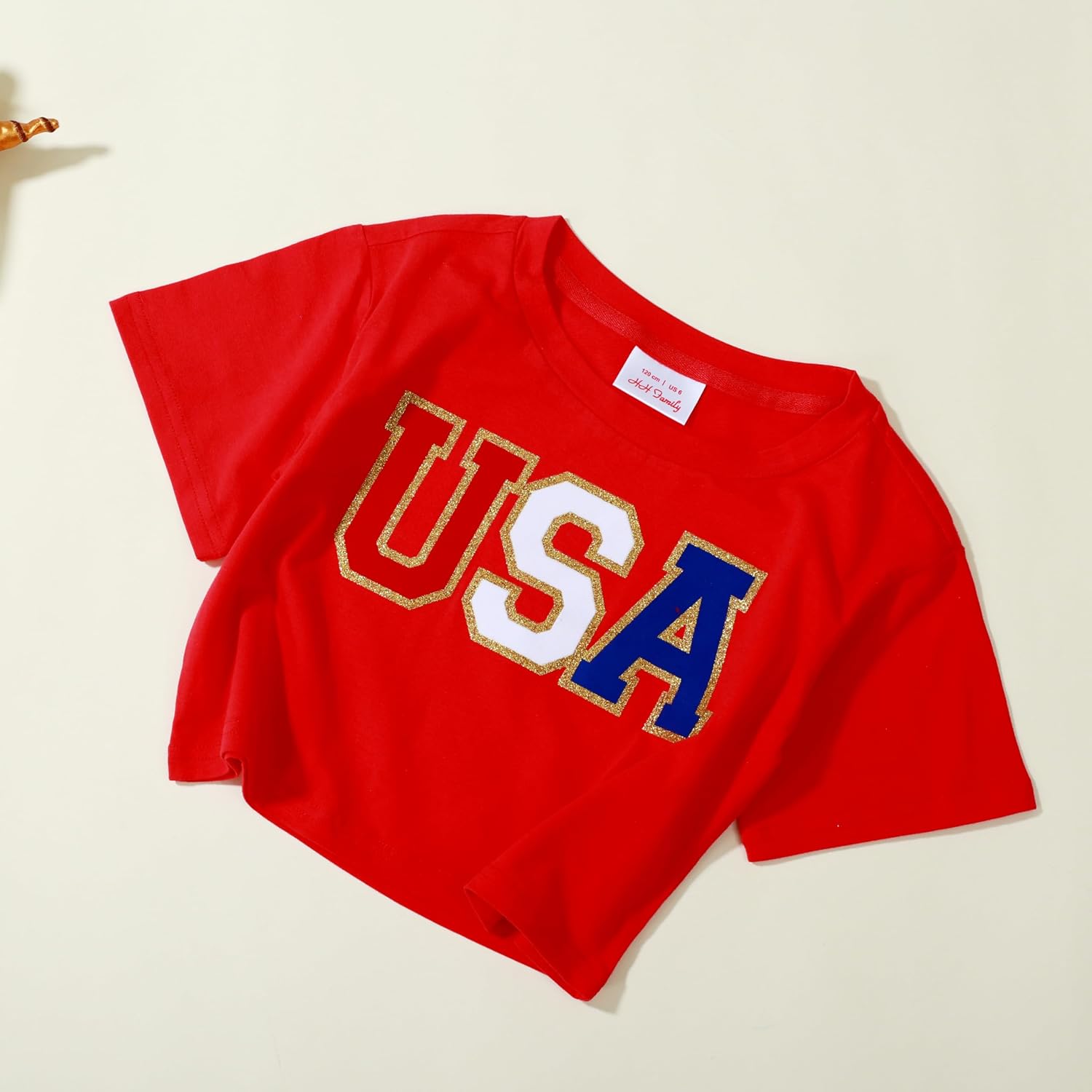 4th of July Shirts for Girls Patriotic Crop Top USA Flag Letters Short Sleeve Tops