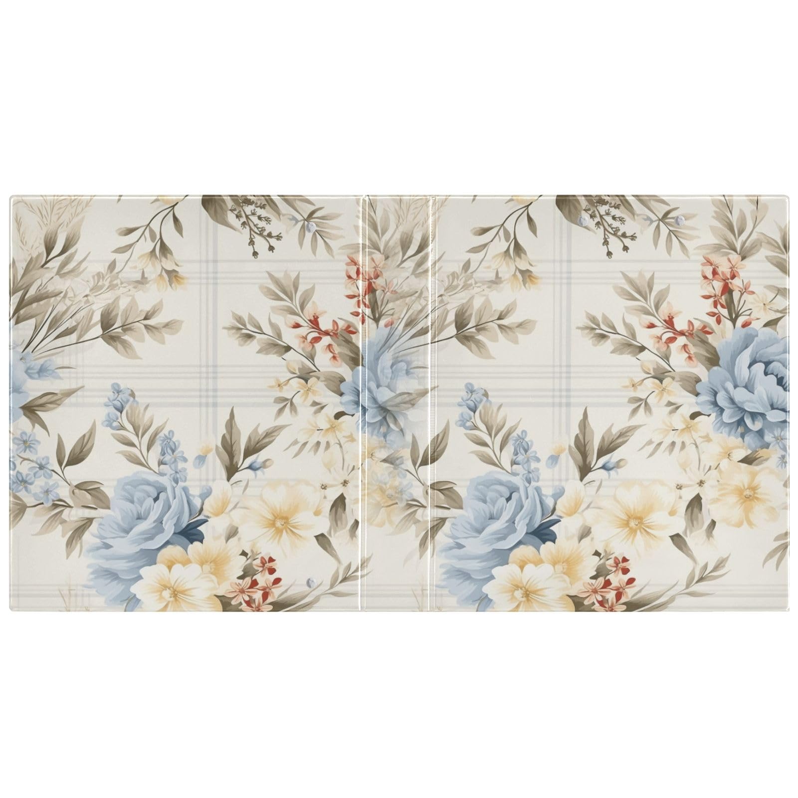 Classeur à 3 anneaux avec motif floral bleu à ressort de 3,8 cm - Anneaux ronds pouvant contenir 200 feuilles - Classeur à 3 anneaux avec clip en métal antidérapant