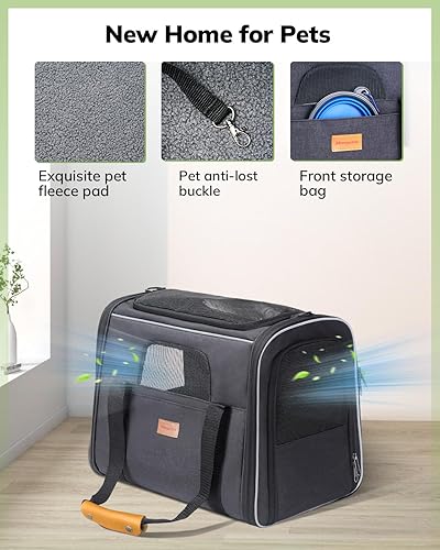 Miniatura 6 de morpilot - Bolsa de transporte para mascotas, portátil, de tela plegable, para perros o gatos, jaula para mascotas con zíperes de seguridad con