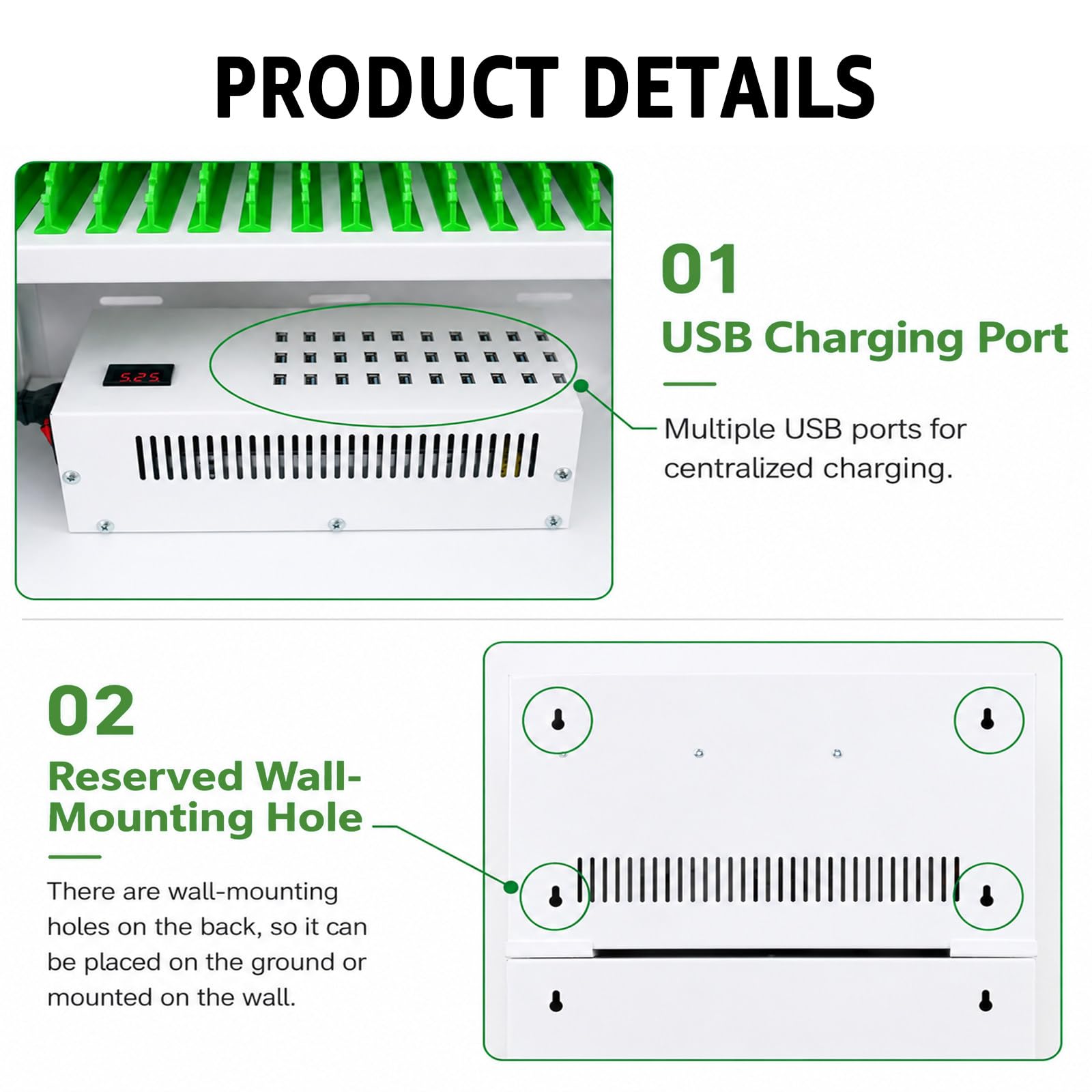 Estación de Carga USB Portátil con Cerradura y Compartimentos 60Slots