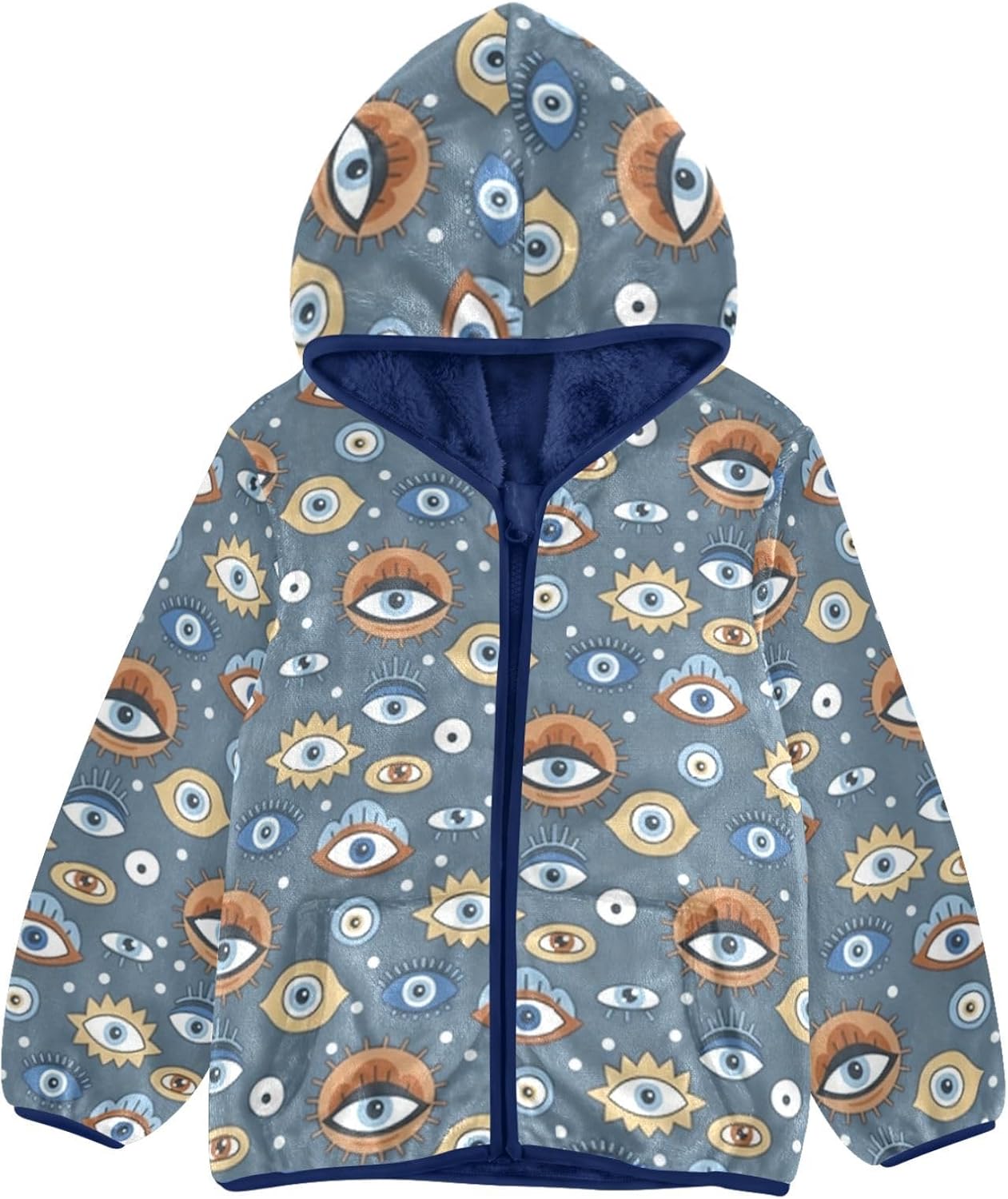 Eye Pattern Light Jackets Toddler Children Coat Navy Blue Fall Baby Boy Clothes