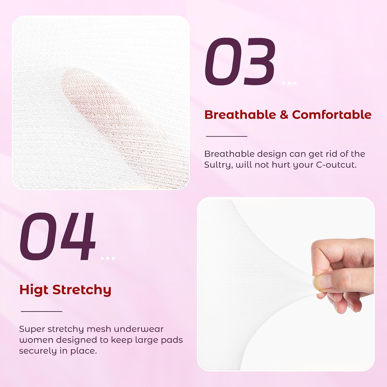 Carer Mesh Underwear Postpartum Postpartum Essentials Reusable, Stretchy Postpartum Underwear High Waist Mesh Panties - Image 4