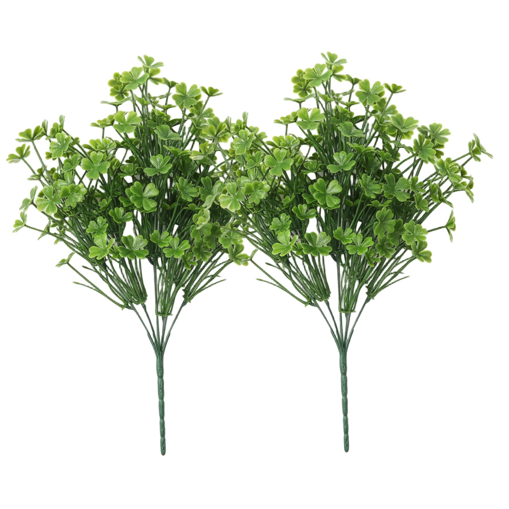 Tsawntd 2-Pack Shamrock Plant, Realistic Faux Stems for Home Decor, Green Artificial Greenery Arrangement Artificial Stems Faux Greenery Decor