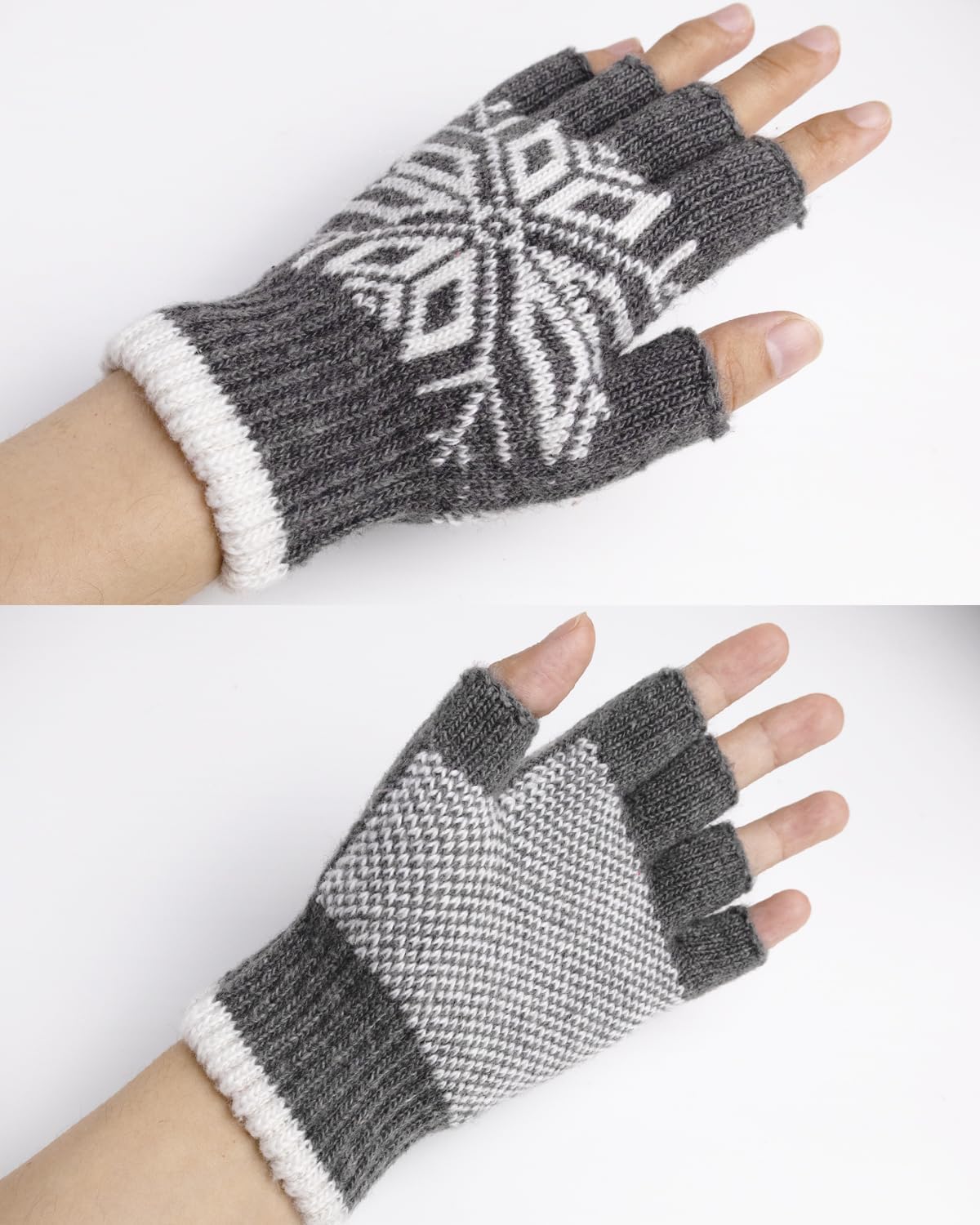 Fingerless Gloves for Women Men, Unisex Half Finger Winter Warm Knitted Gloves for Typing Working Biking Driving