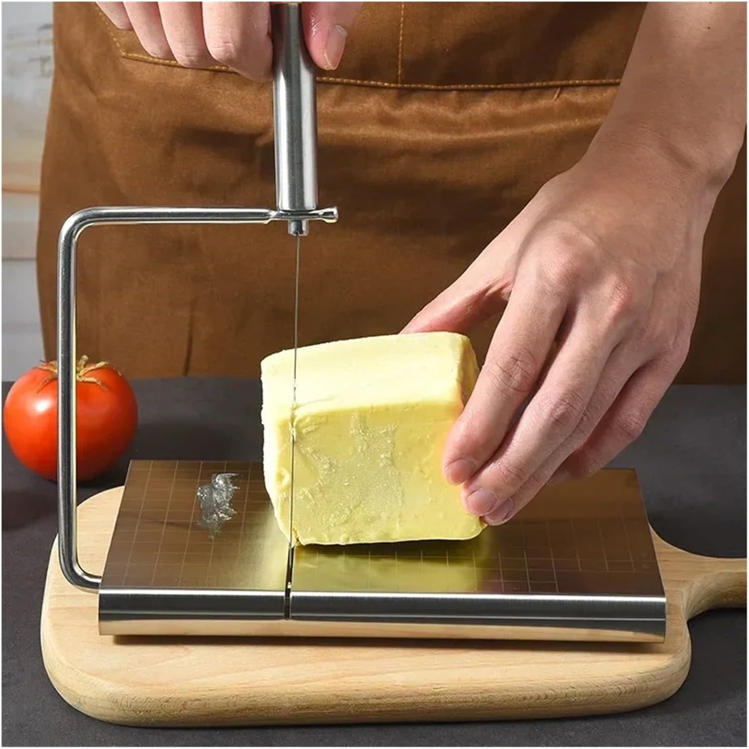 Cheese Tool Stainless Steel with Scale – Multifunctional Cheese Slicer for Sausage, Ham, Butter – Adjustable Thickness Cutter with Measuring Marks – Kitchen Knife fit for Deli Meat & Cheese