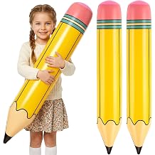 2 Pcs 27 Inch Inflatable Pencils, Large Inflatable Crayons Blow Up Pencil, Graduation Party Decoration, Welcome Back to School Pencil Balloons for Classroom Garden Birthday Party Decorations