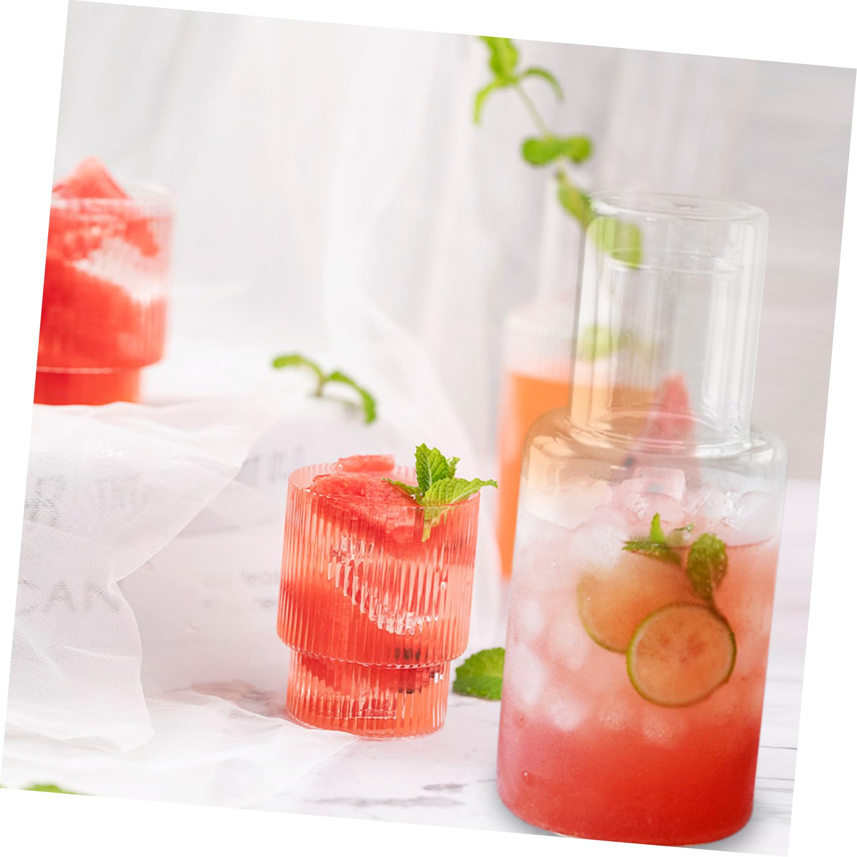 Glas Wasserkaraffe mit Becher Satz 1100ml für Nachttisch