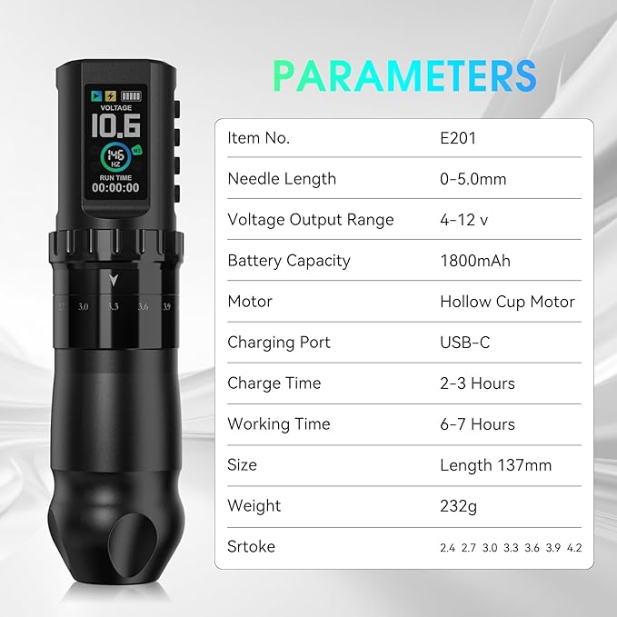 Kit Máquina Tatuar Solong E201 Pro con Baterías y Tinta miniatura 6