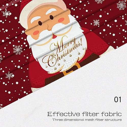 Miniatura 3 de 50 mascarillas desechables de Navidad con diseños, 3 capas transpirables de invierno con alambre nasal