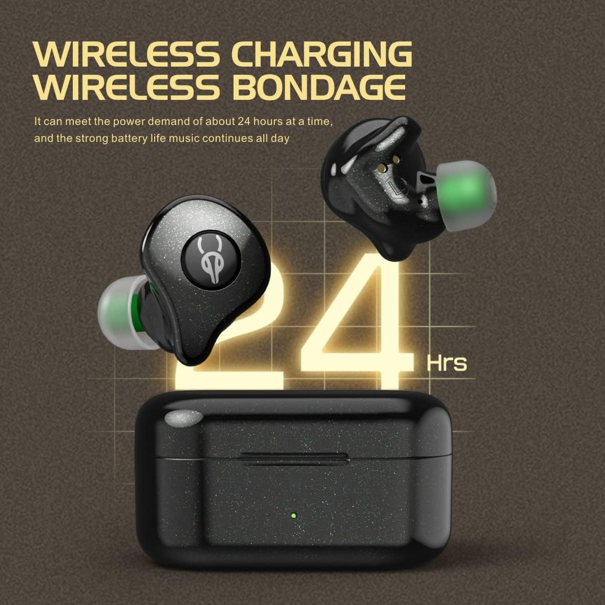 Sabbat E16 Astria Coaxial Acoustic Architecture Wireless Earbuds Blutooth 5.2 in-Ear HiFi Stereo Headphones with Built-in Mic and Charging Case Suitable for iOS, Android(Mystic Black)