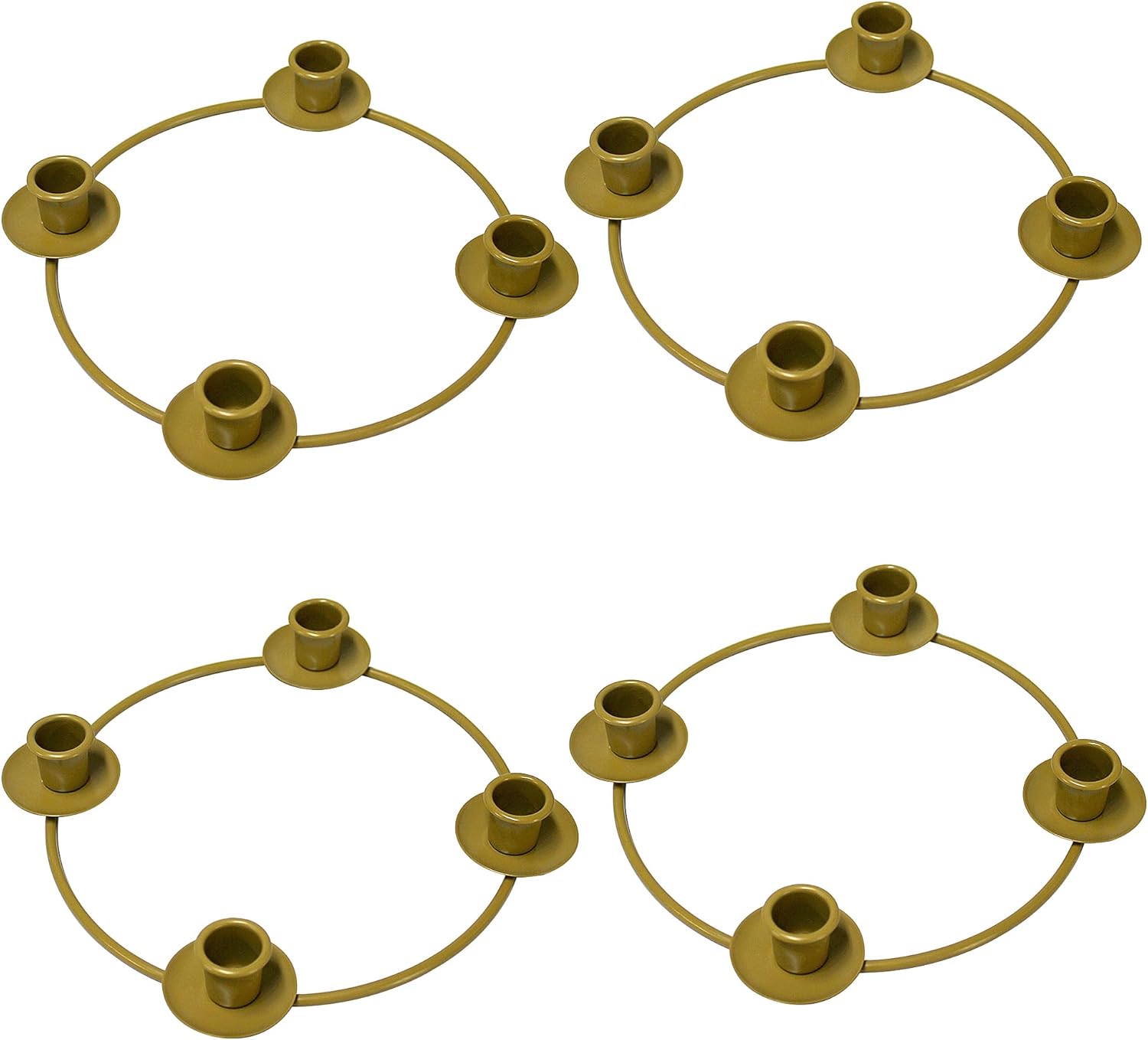 4pcs Christmas Advent Wreath Ring Candle Holder,Gold Round