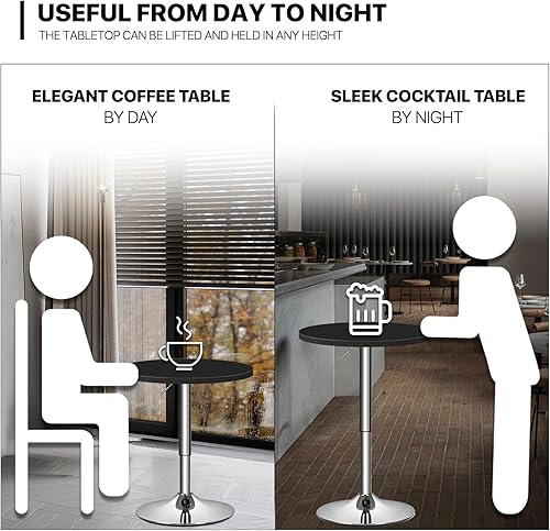 Miniatura 46 de MoNiBloom Mesa de pub bistro con barra redonda de 27.5 a 36 pulgadas, mesa de cóctel ajustable en altura con mesa de 23.5 pulgadas para comedor