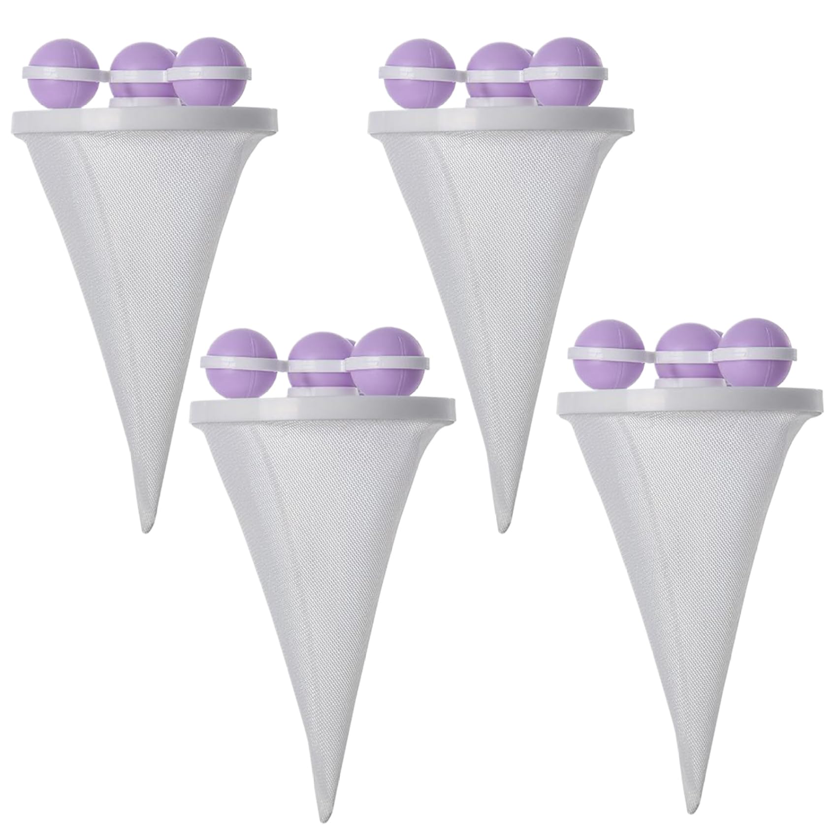 Mskmnkot Purple Pet Hair Remover For Laundry, 4Pcs Reusable Floating Hair Filtering Mesh Removal, Effective Laundry Catcher, Pet Remover Balls For Washing