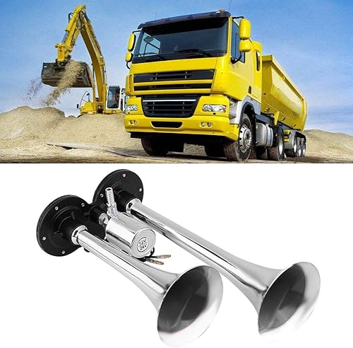 Miniatura 2 de Bocina eléctrica de doble trompeta, 150 dB 12 V24 V cromado zinc doble bocina de aire altavoz, trompeta súper marina, bocina de aire universal de