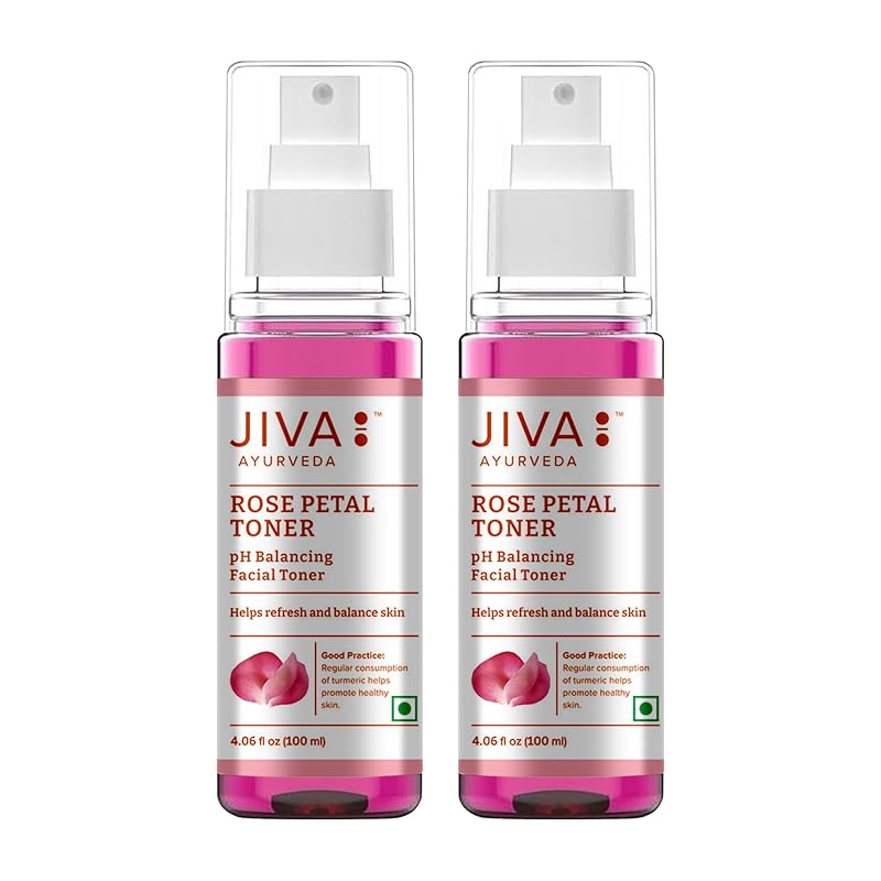 Jiva Ayurveda Tônico Facial de Pétalas de Rosa com Sândalo, 100 mL, Pacote com 2