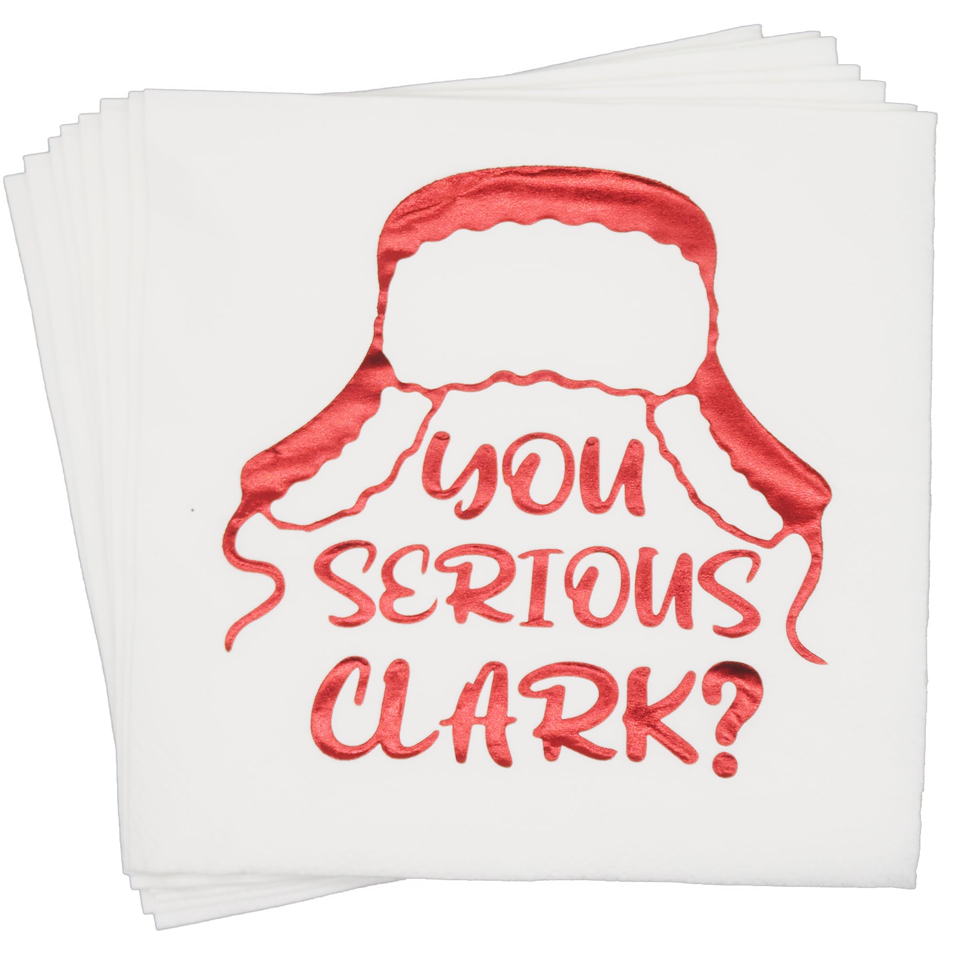 You Serious Clark Napkins, Funny Christmas Napkins, Christmas Party Decorations, Christmas Vacation Party Decorations, ZJ National Christmas Holiday Party Decorations (5 x 5 In, Red Foil, 50-Pack)