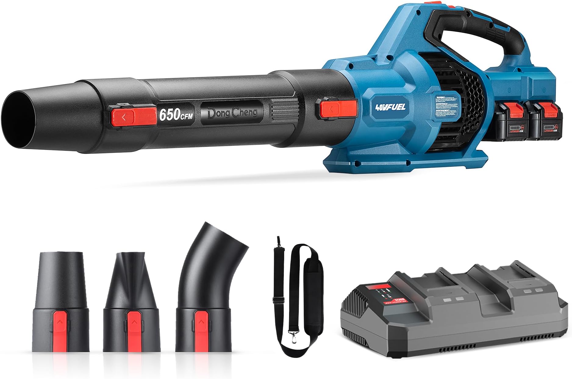 Brushless Cordless Leaf Blower, 40V Battery Powered Blower with 2 * 4.0Ah Batteries & Charger, 650 CFM High-Efficiency Blower for Sidewalks, Driveways, Town Care, Blowing Leaves and Snow