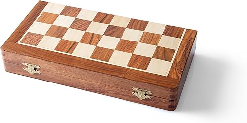 Miniatura 4 de Juego de ajedrez de viaje magnético de madera con piezas Staunton y tablero de juego plegable de 10 pulgadas, hecho a mano por artesanos en la India