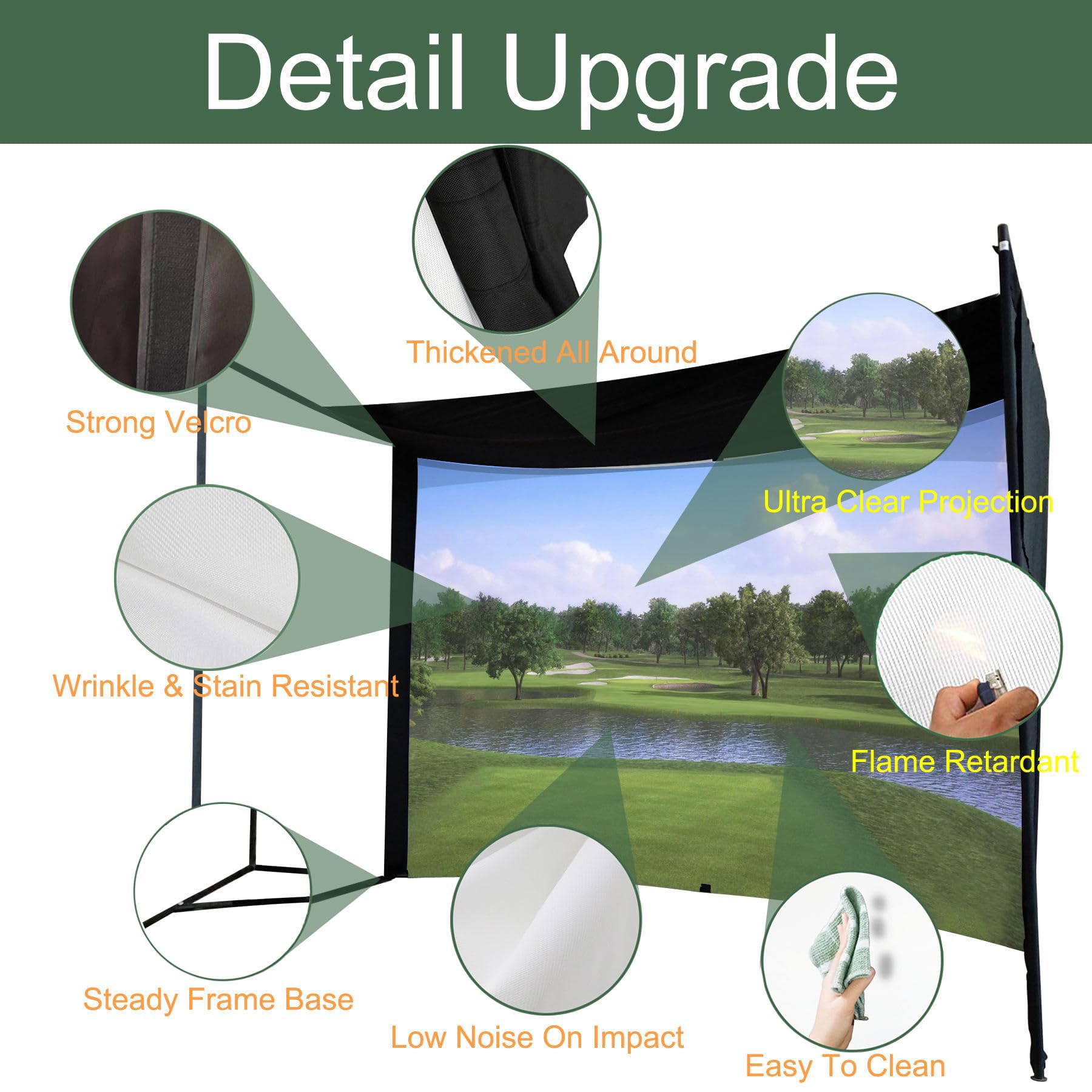 Golf Impact Screen Projection Screen for Indoor And Outdoor Golf Training - Thickened Bulletproof Anti-Impact Projection Cloth Target Cloth