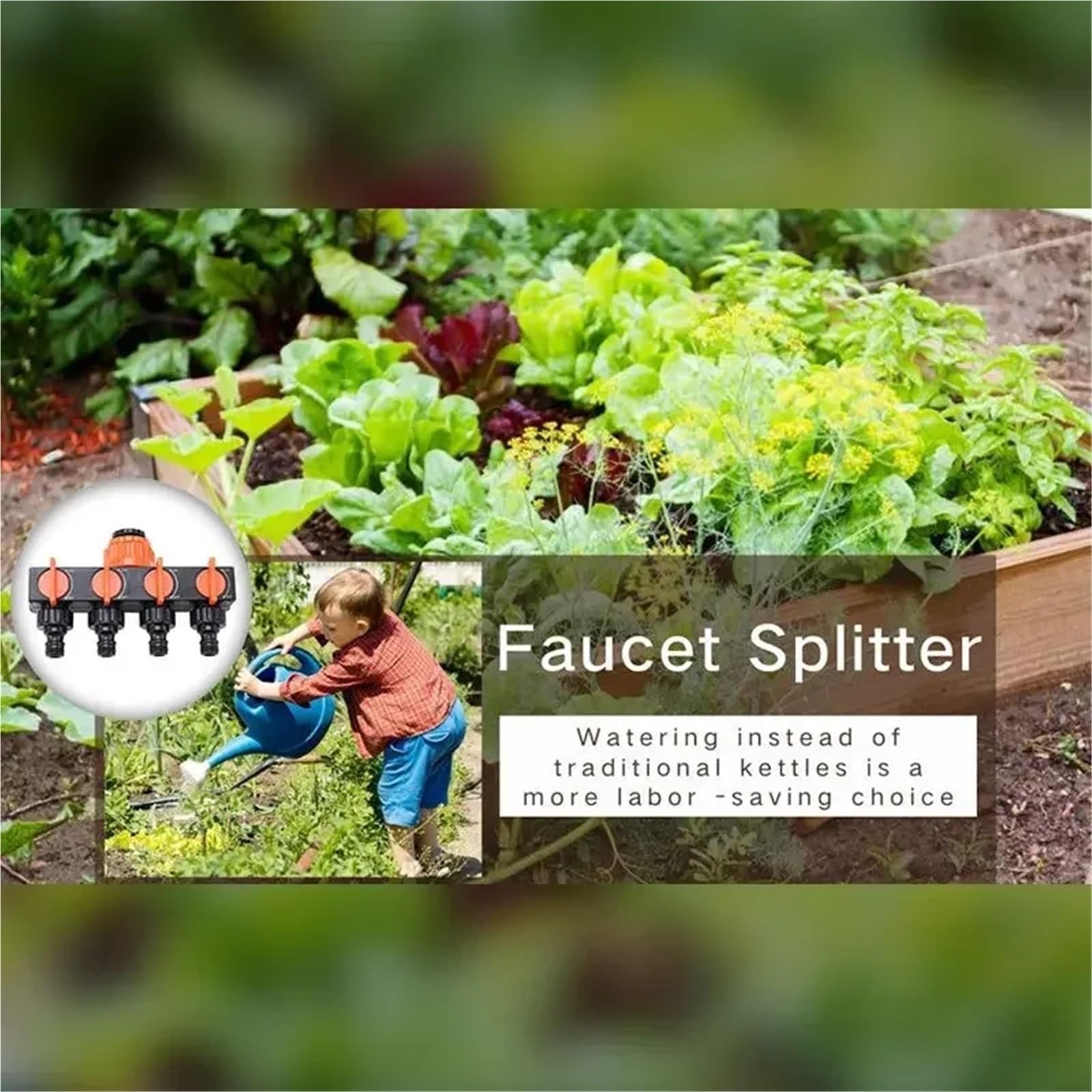 Tubo da Giardino Splitter Rubinetto a 4 Vie Deviatore Connettore Quattro interruttori indipendenti for l'irrigazione del Prato Domestico per Tubi dell'Acqua
