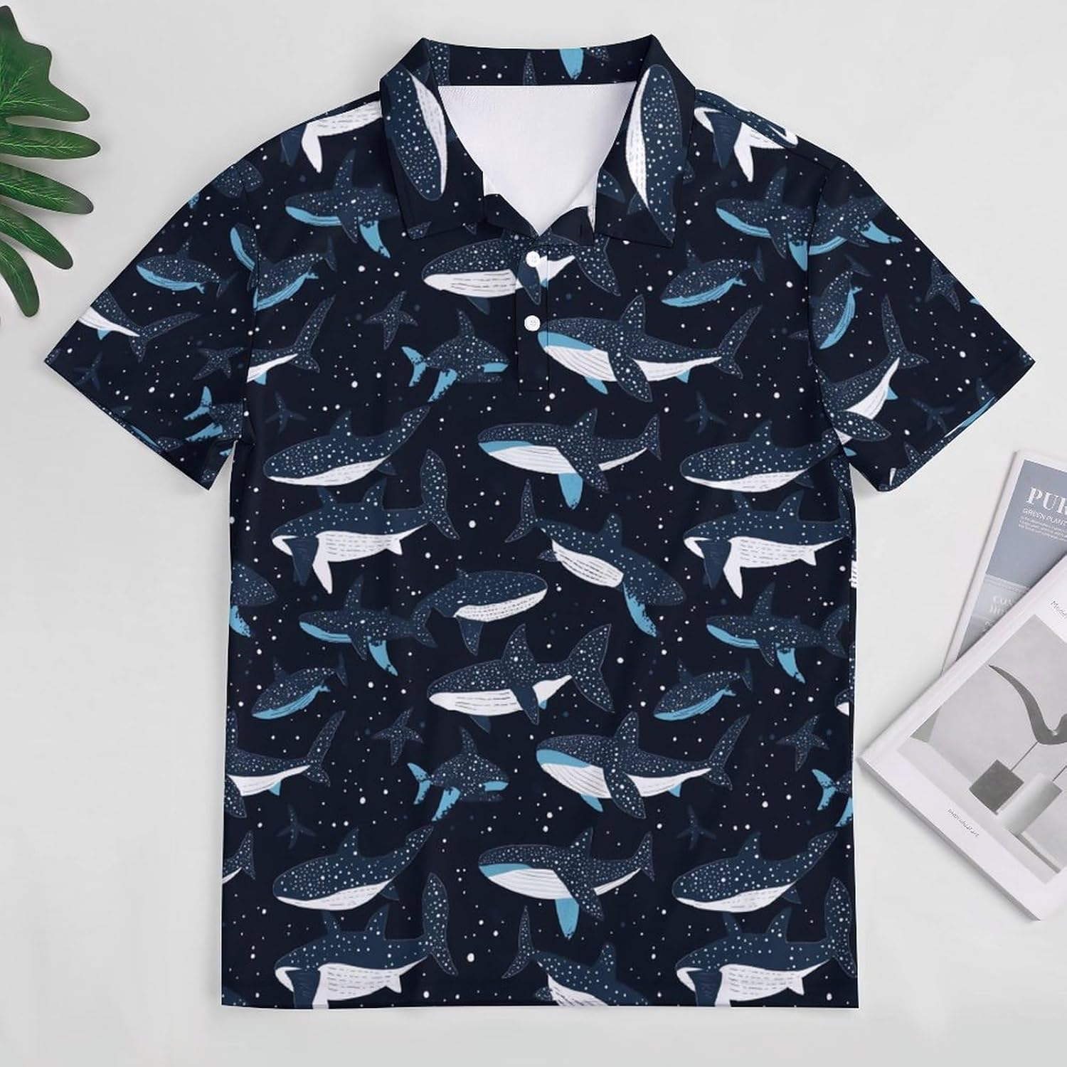 Whale Shark Pattern Women's Golf Polo Shirts Short Sleeve Quick Dry Tennis Tops Casual Work Blouses