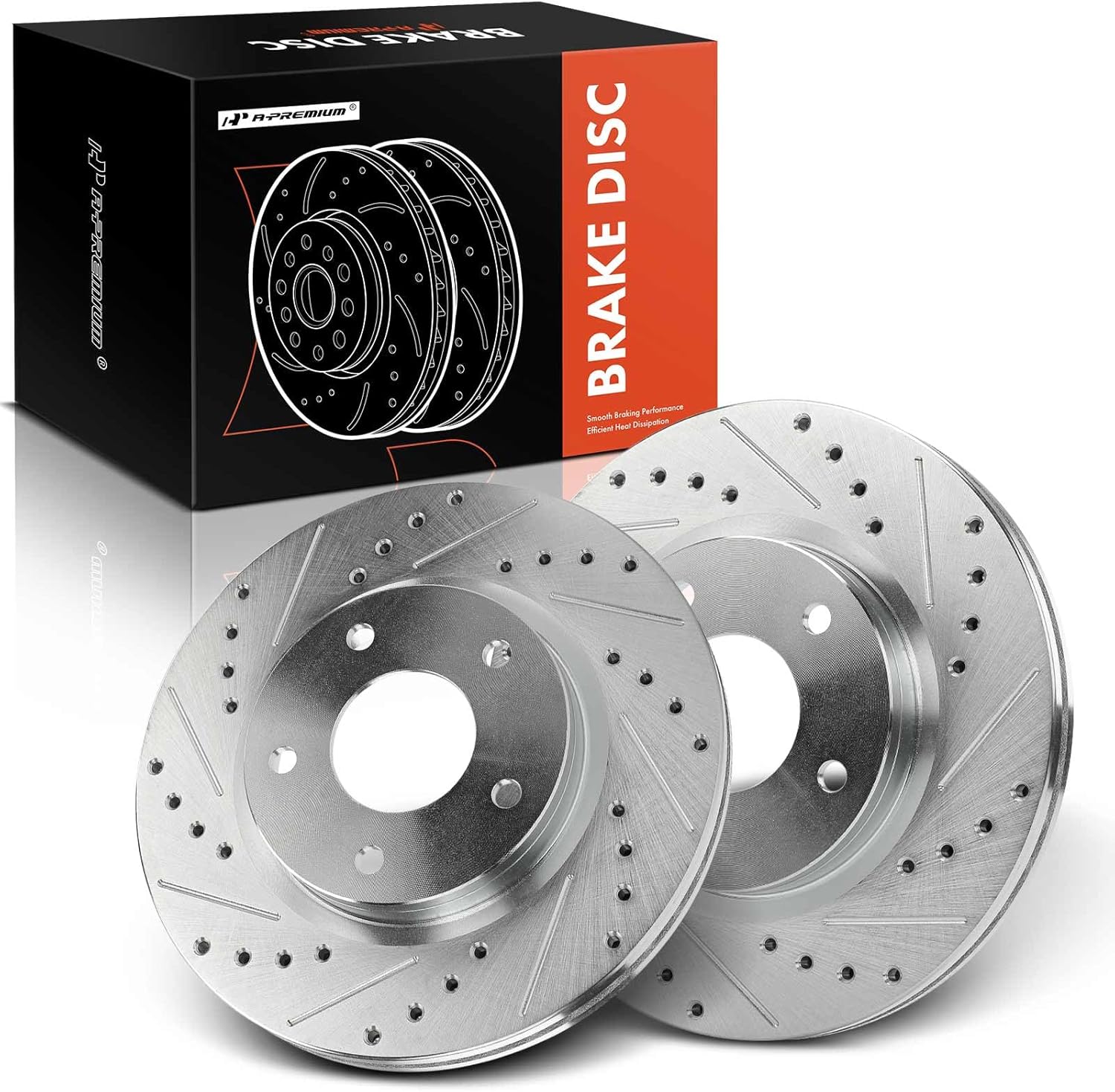 A-Premium 11.01 inch (279.7mm) Front Drilled and Slotted Disc Brake Rotors Compatible with Select Nissan Models - Sentra 2013-2019, 1.8L, 2-PC Set