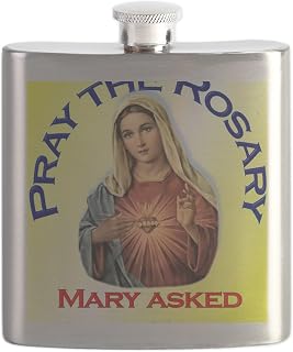 CafePress PrayOrnamentTallCircleYellow Flask 7 oz Stainless Steel Drinking Flask