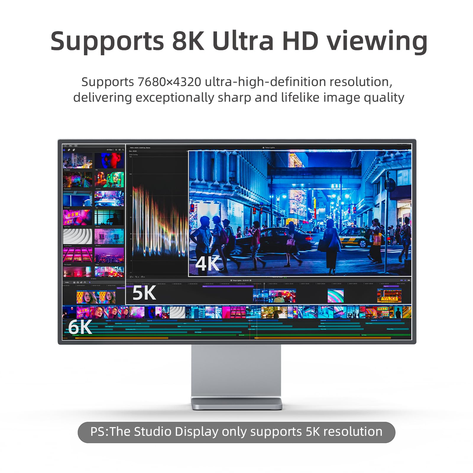 DisplayPort auf USB-C Kabel 8K @ 60Hz, DP auf Typ-C-Stecker Kabeladapter 2 m Konverter für Apple Studio Display, tragbarer Bildschirm, AR-Brille, USB-C-Display-Gerät Konvertierungskabel