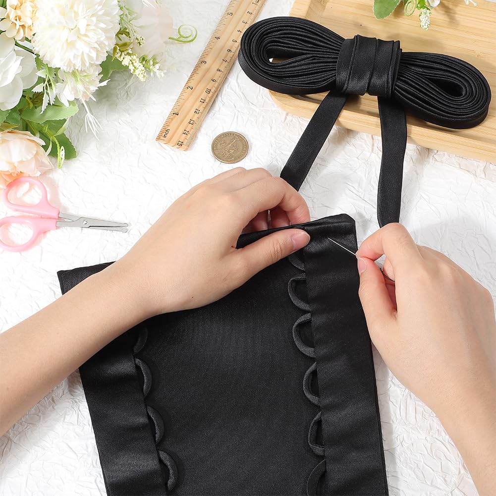 GORGECRAFT 4 pz Kit Corsetto in Raso Pannello di Pizzo in Raso Nero con Cerniera di Ricambio Nastro Regolabile Cravatte Posteriori Corsetti per Abiti da Ballo Abiti Formali Accessori Fai da Te