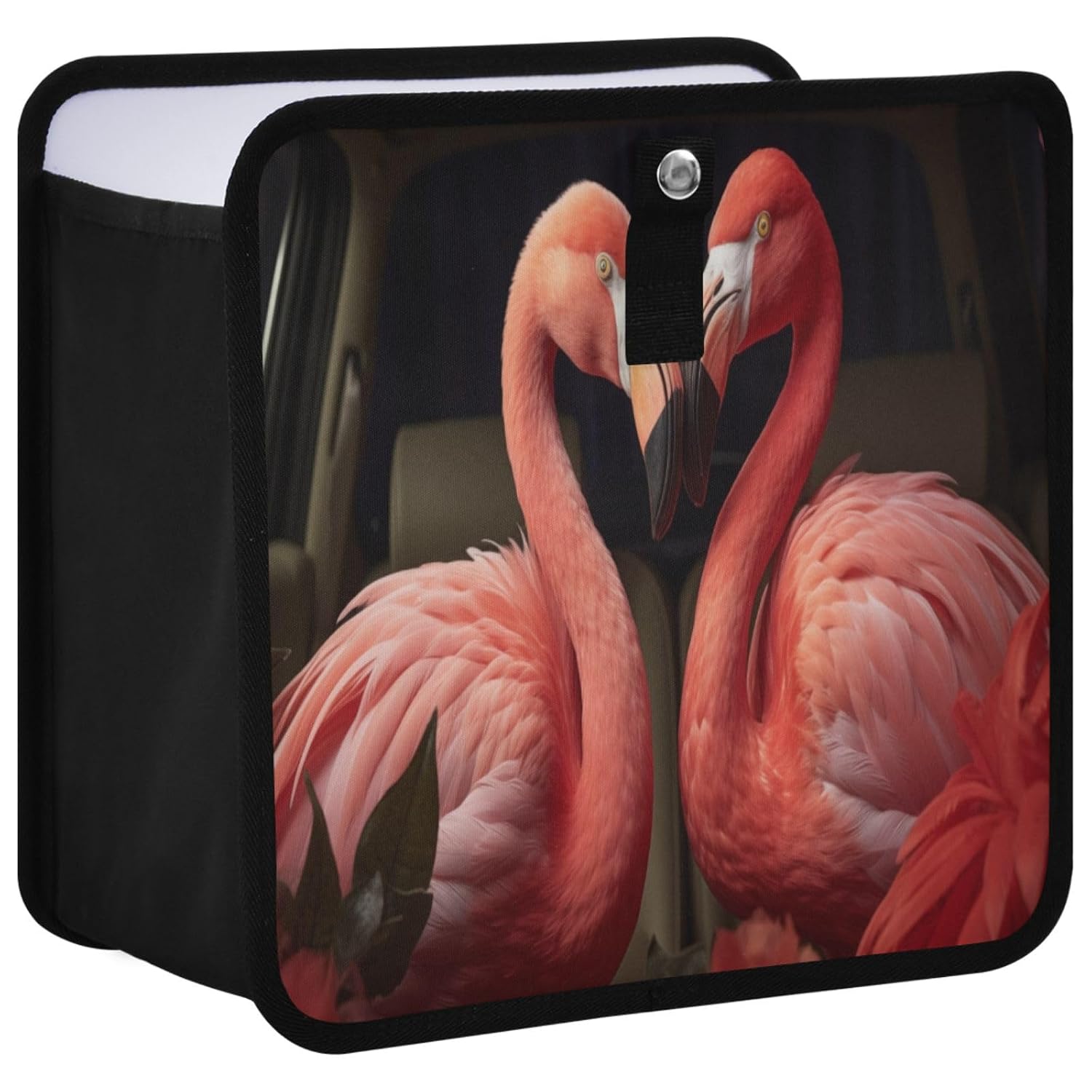 Car Trash Can Funny Flamingos Flower Pink Foldable Hanging Car Trash Bag Bin Auto Garbage Can Leak-Proof(Large)