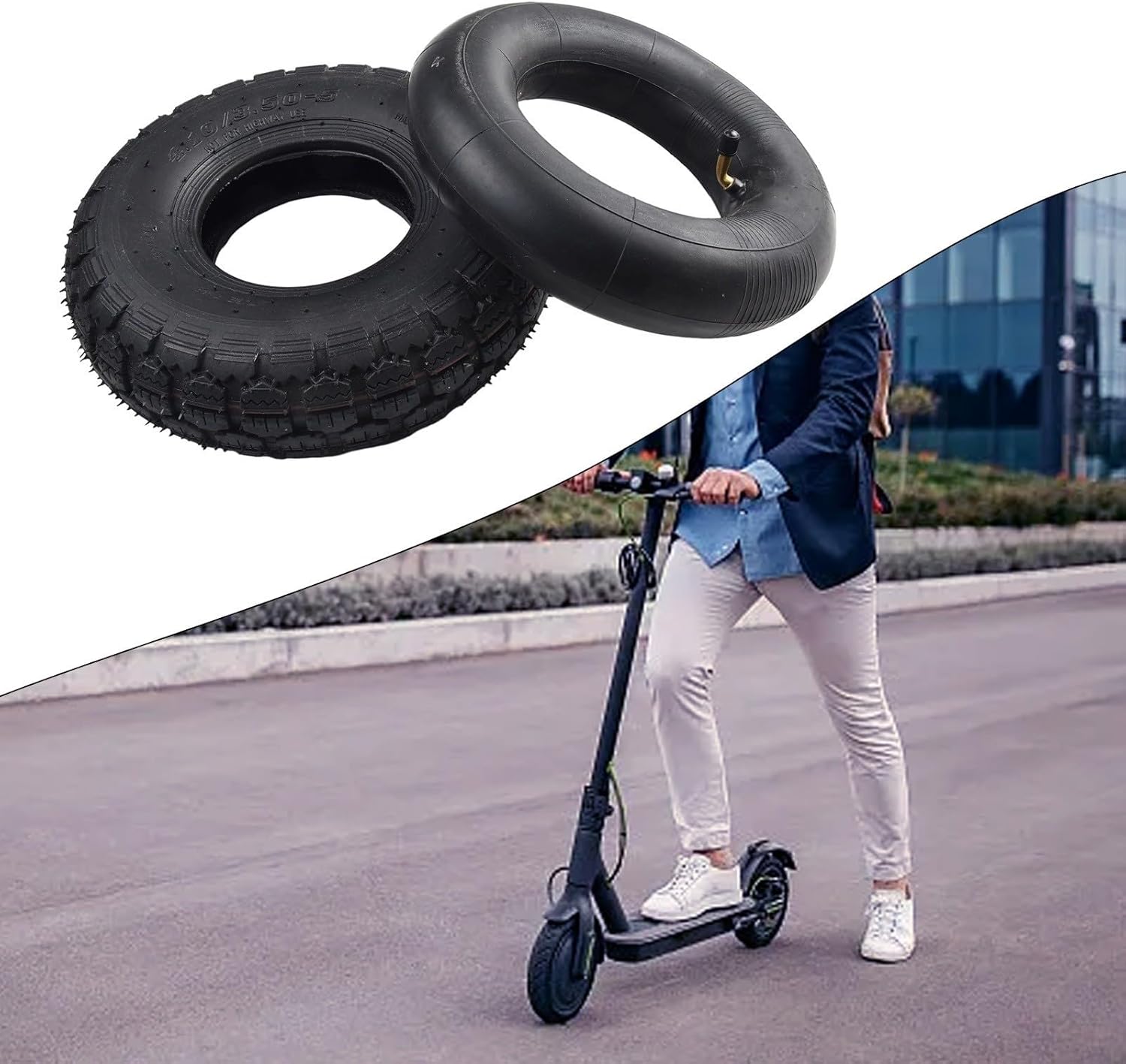 12 Inch 4.10/3.50-5 Inner Tube And Outer Tyre Set For Electric Scooters Wheelbarrows Tillers Rubber Replacement Parts,With Bent Air Nozzle