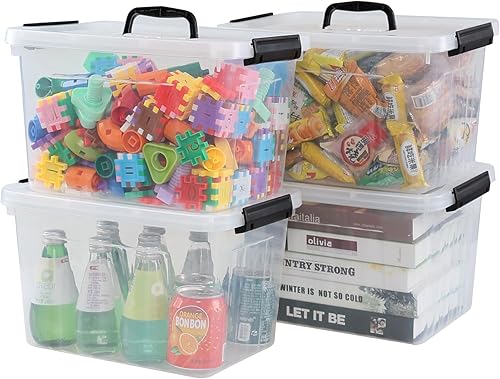 Miniatura 11 de Wekioger Contenedor de almacenamiento grande con tapa de 70 cuartos de galón, 4 paquetes, caja de almacenamiento de plástico con pestillo con ruedas